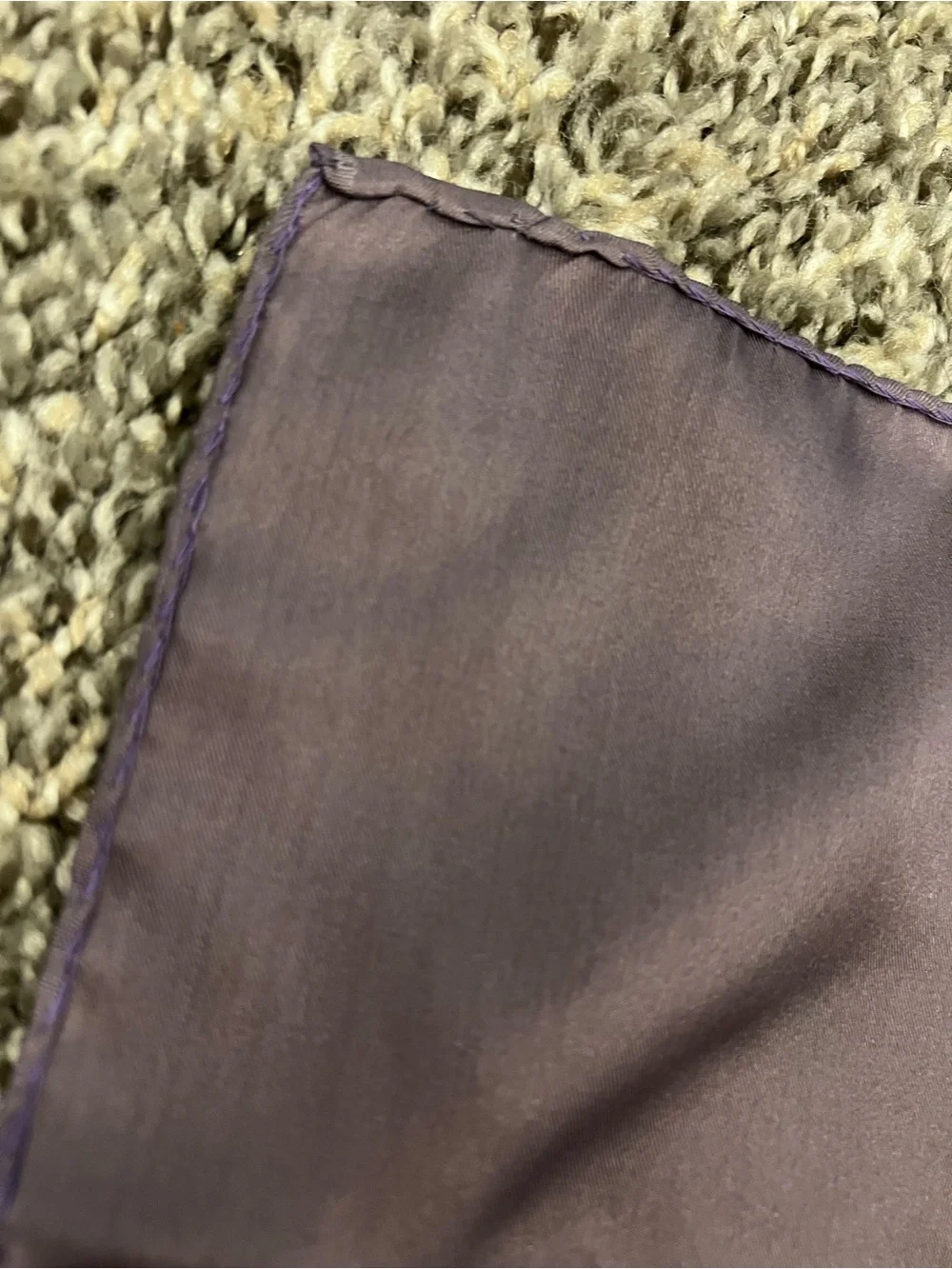 Vintage Ashear purple Italian silk hand rolled square neck scarf retro elegant